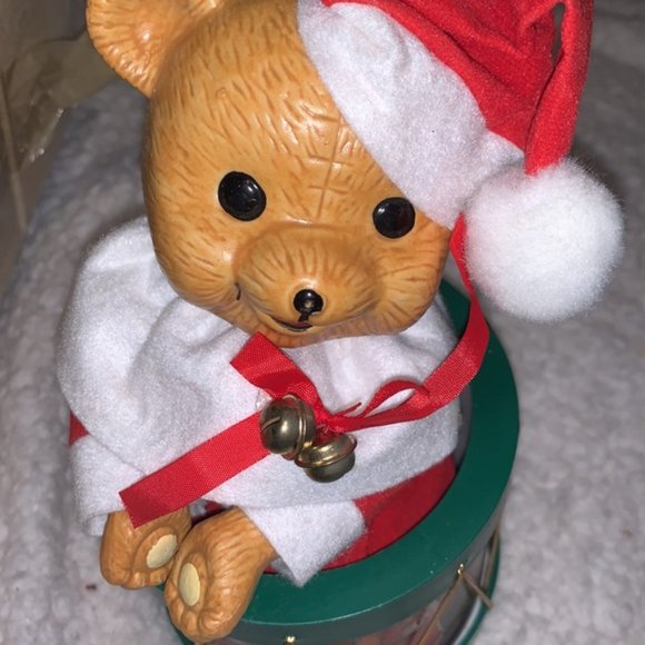 Teddy in drum musical Christmas musical decorations Santa holiday vintage 80s - Picture 2 of 5